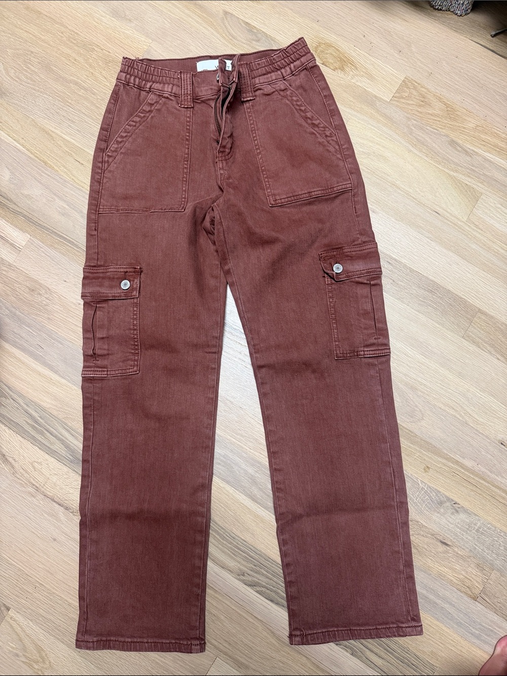 Men's Cargo Pants with Drawstring Waist - Rust